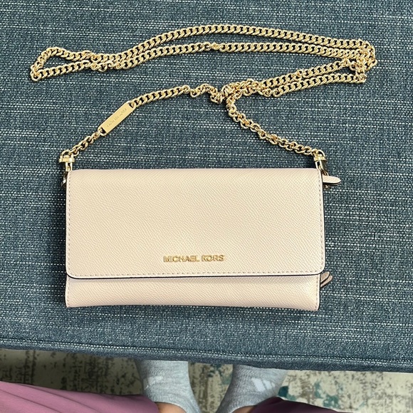 Michael Kors Cream and Gold Clutch Wristlet